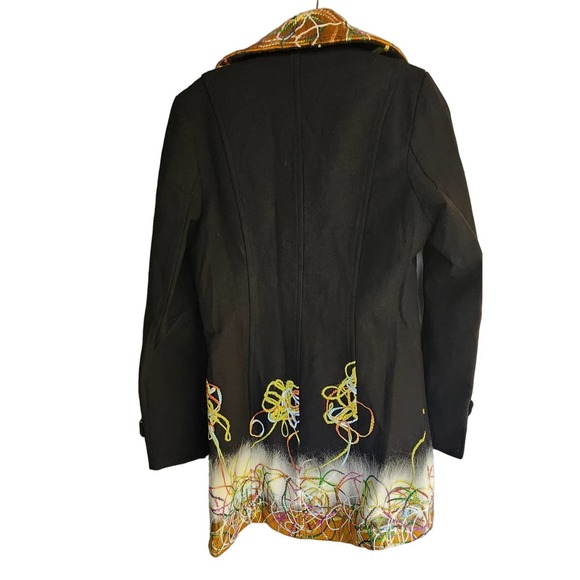Display Embroidered Trim Black Coat M - Picture 6 of 6